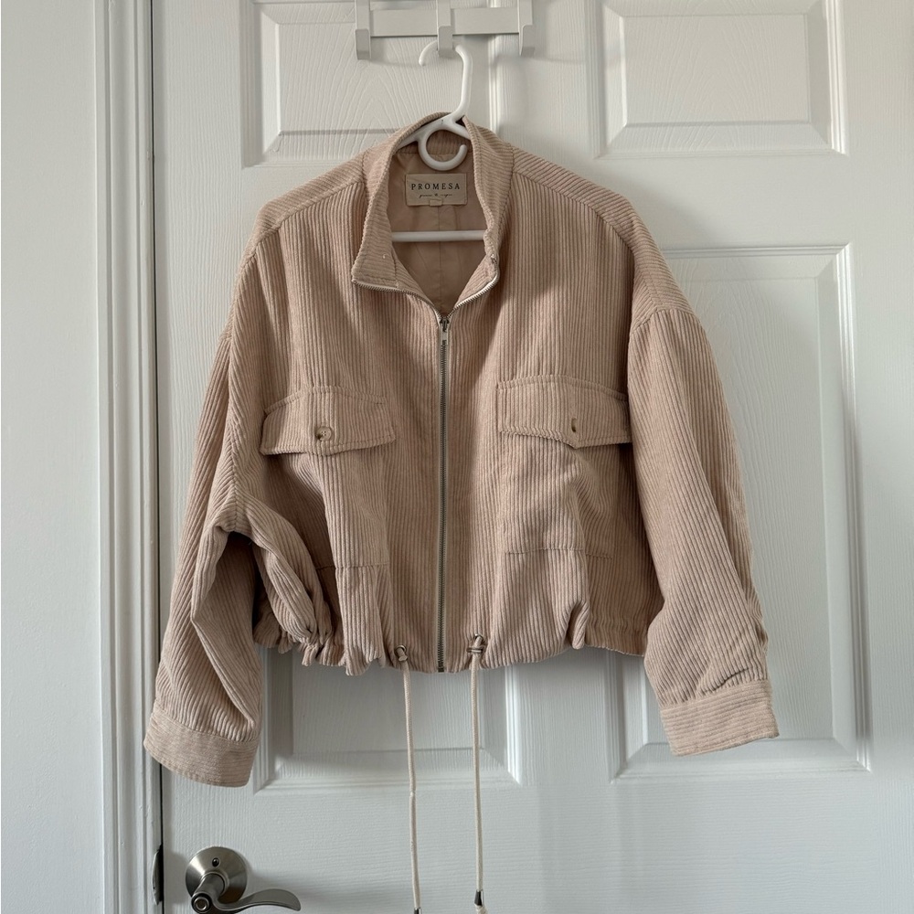 Promesa Beige Corduroy Utility Jacket